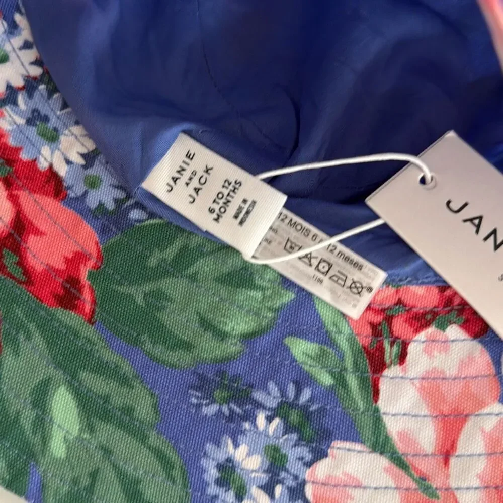 Janie and Jack Baby Floral Sun Hat in Midday Blue Floral Size 6-12 Months